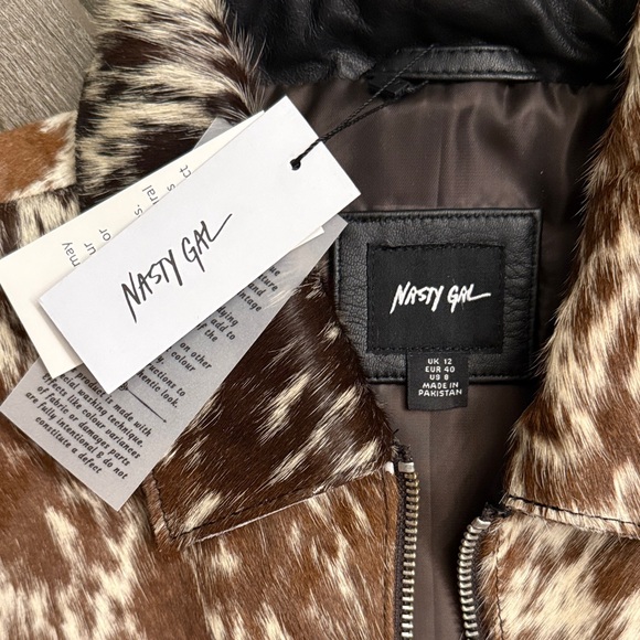 Nasty Gal Cow Hide leather Bomber Jacket - Picture 2 of 11